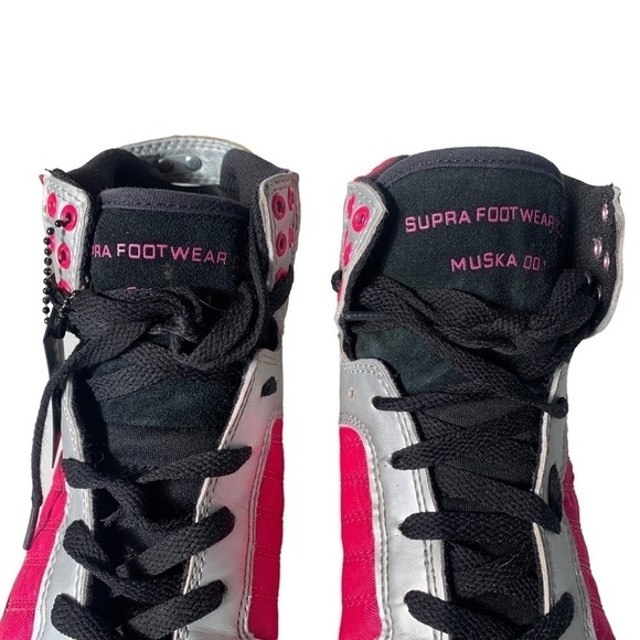 Supra Muska 001 High Top Skater Shoe Sneaker Leather Suede Pink Silver Black 9 - Picture 5 of 15